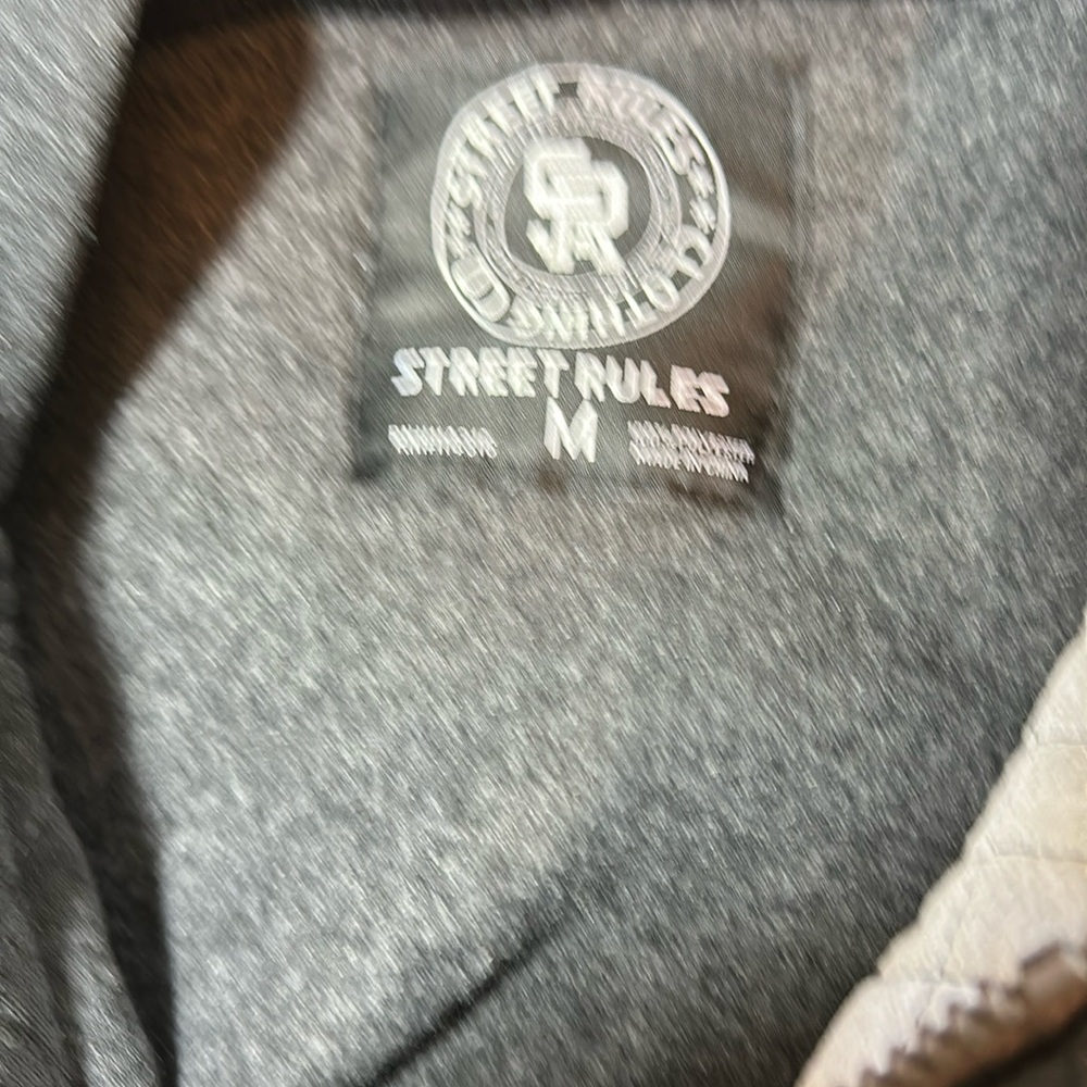 Street Rules Streetwear Steel-Grey Quilted Zip Up Fleece Hoodie MED NWT - Picture 11 of 16